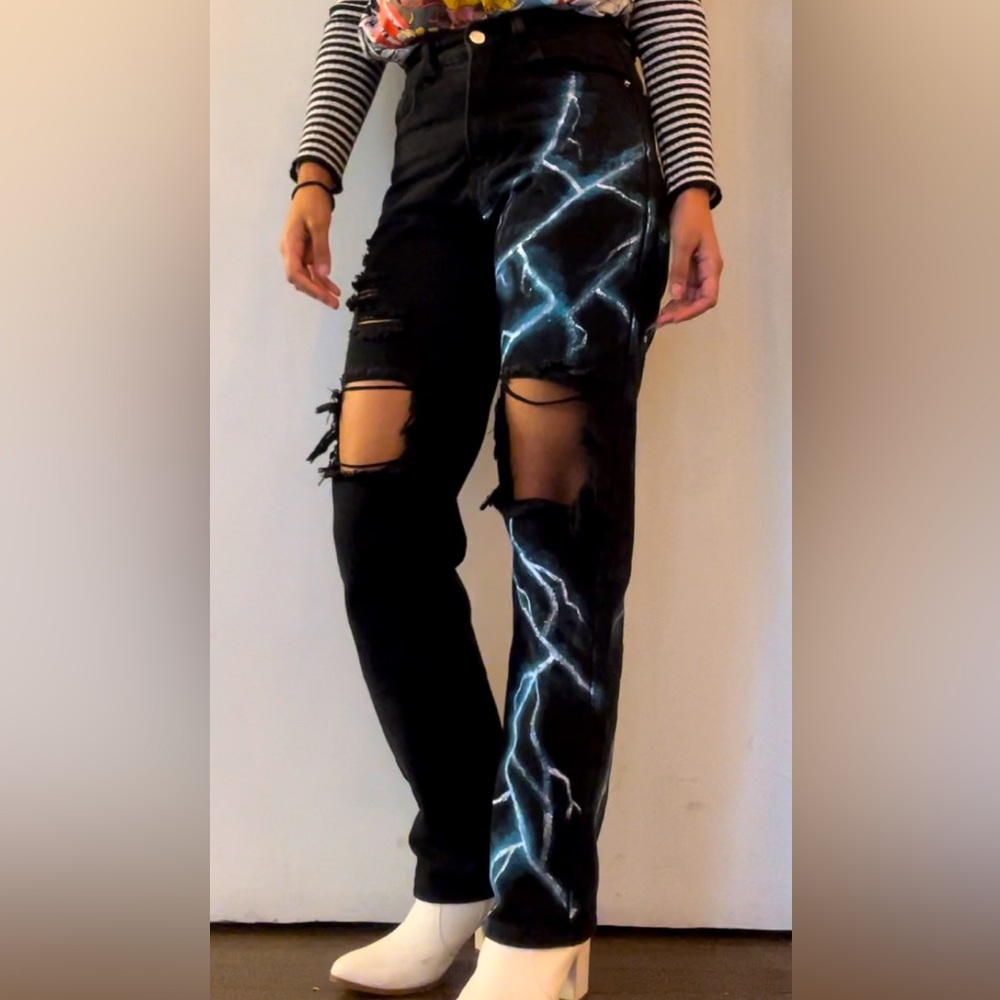 Diy painted jeans with acrylic, good quality (cold wash for best results)